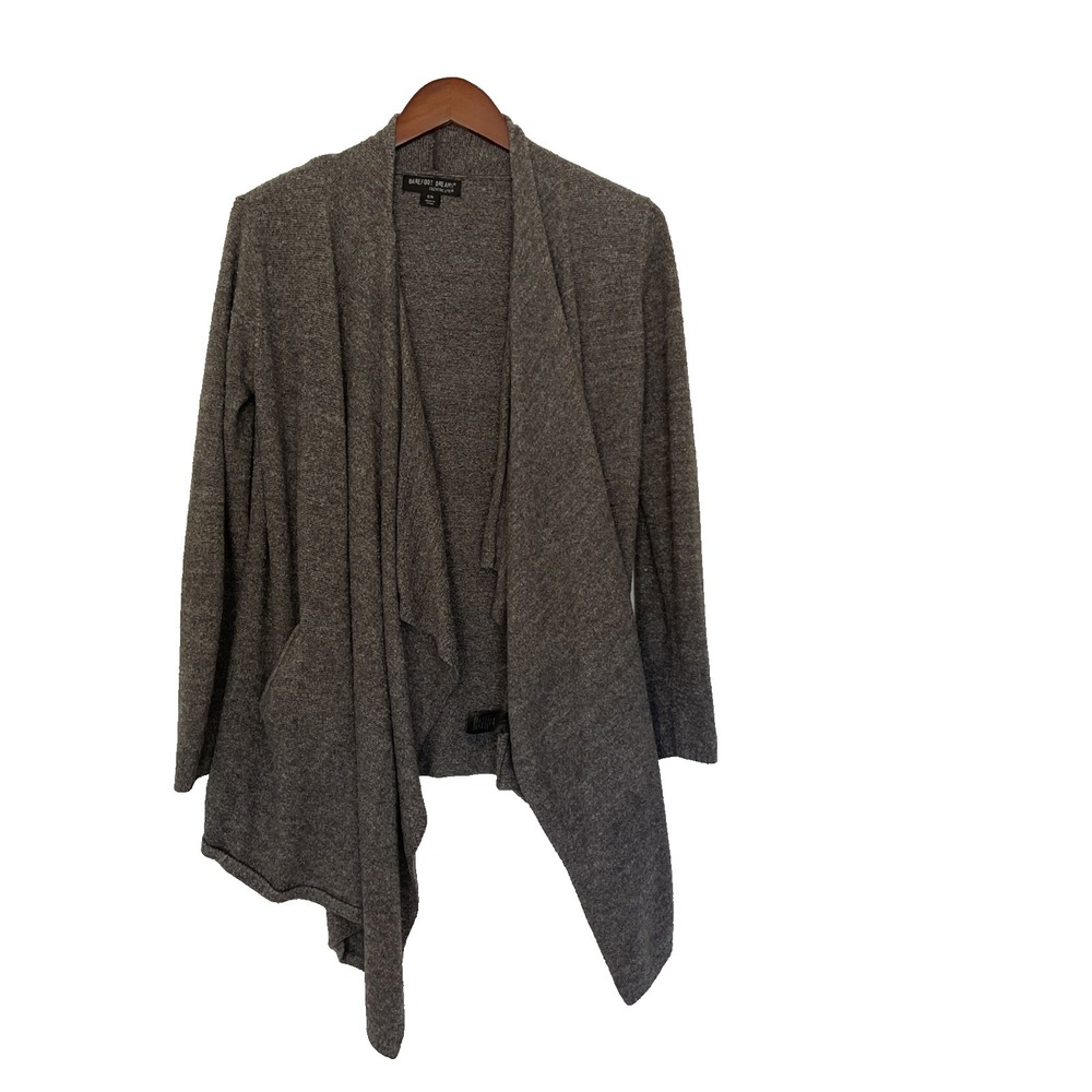 Barefoot Dreams Cozychic Lite Cardigan Womens S/M Gray Calypso Drape Comfy Casua